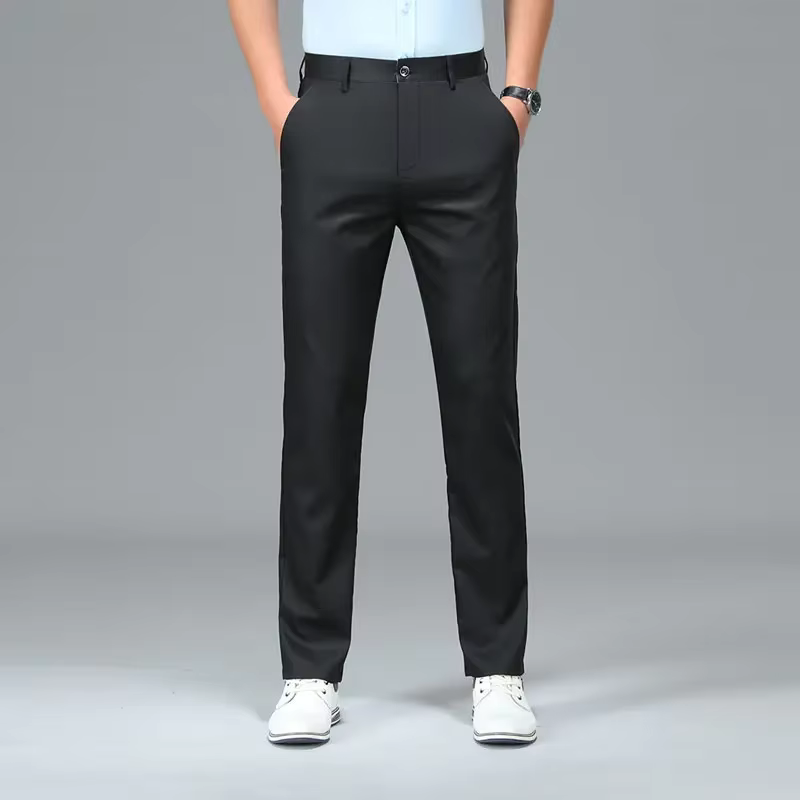 Pantalon Droit de Luxe en Fibre de Bambou pour Homme, Respirant, Décontracté, Long, Formel, Surinten