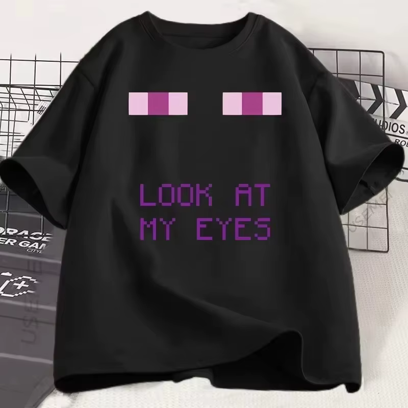 T-shirts pour femmes à manches courtes avec motif amusant Enderman Eyes Game, col rond décontracté, 