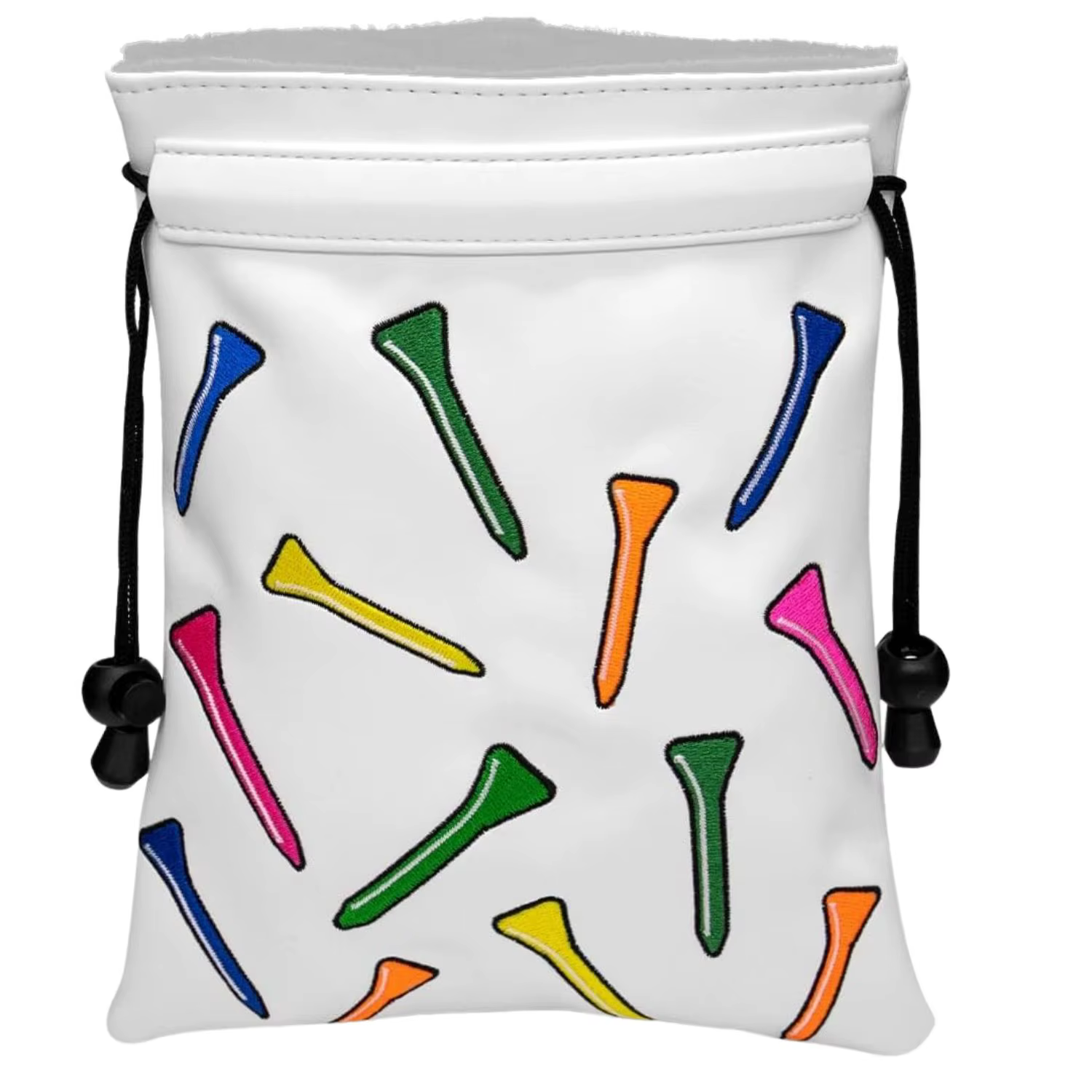 Pochette amusante pour objets de valeur de golf, motif tee de golf, en cuir PU, avec fermeture à cor
