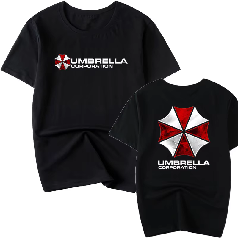 T-shirt à manches courtes pour hommes avec logo Ambrera, col rond, Resident Evil, Umbrella Company, 