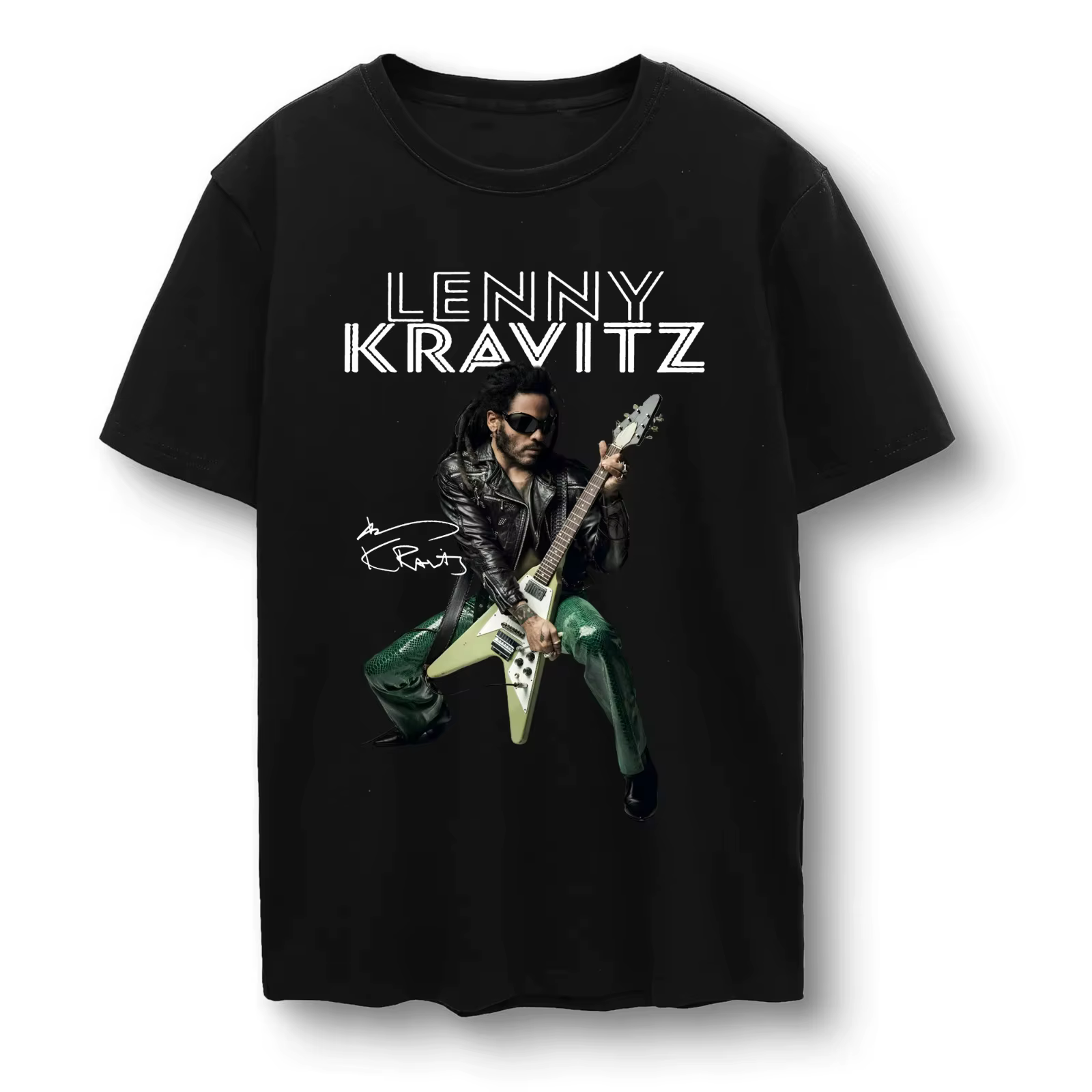 T-shirt imprimé Lenny Kravitz pour hommes et femmes, col rond, en coton, confortable, Streetwear, mo