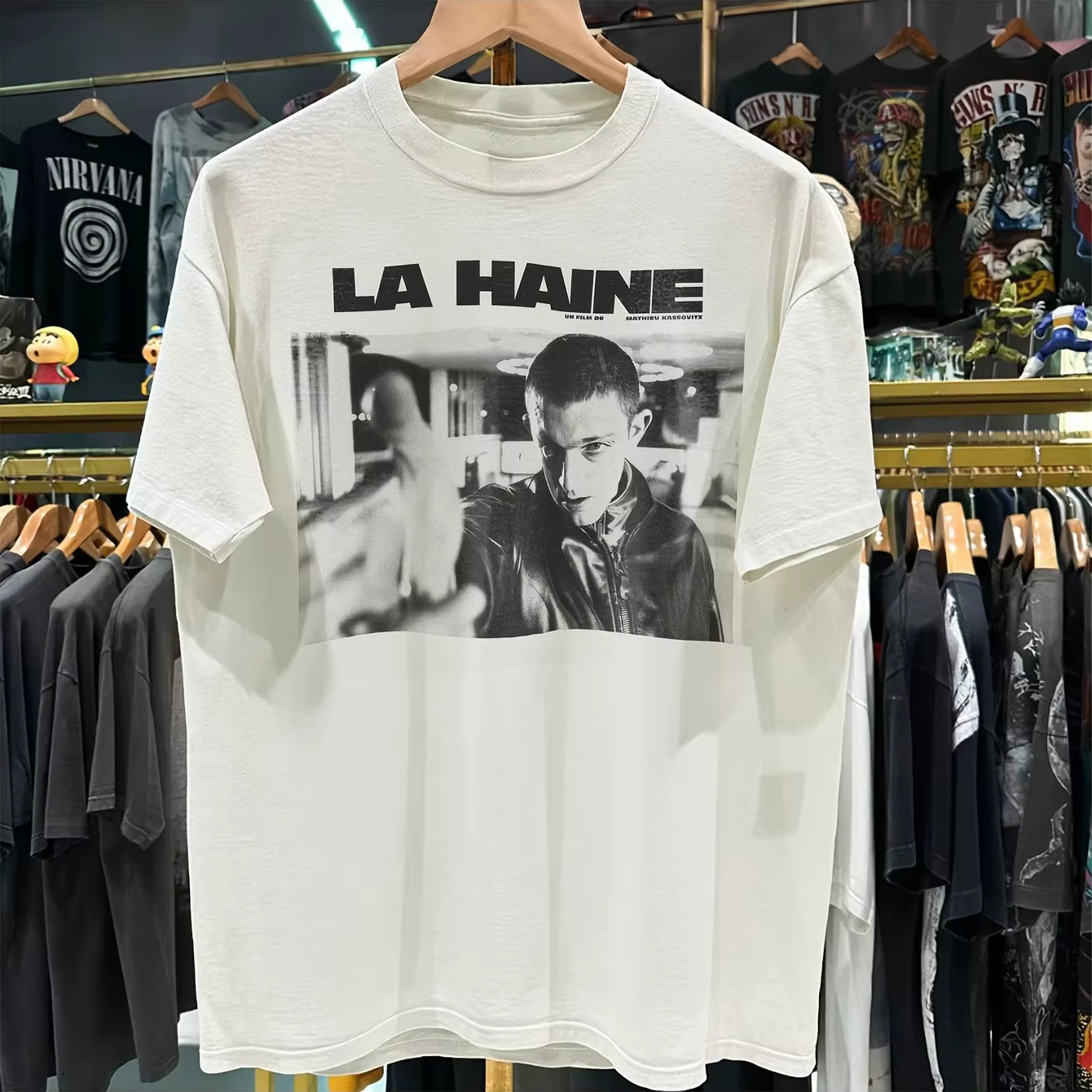 T-shirt à motif de film gangster rétro des années 80 et 90 pour hommes, nouveau style d'été adapté a