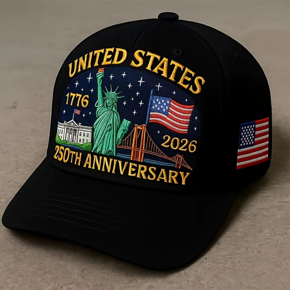 Chapeau commémoratif vintage USA 250 ans |   Casquette brodée avec le drapeau de la Statue de la Lib
