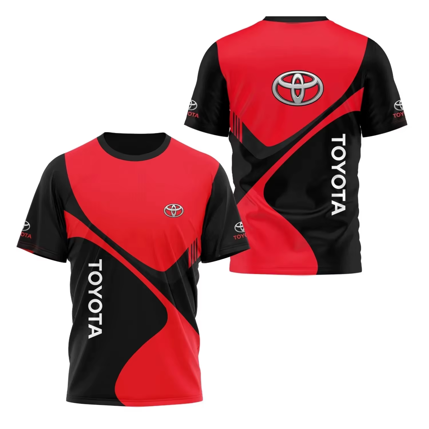 T-shirt à manches courtes pour hommes avec logo Toyota, mode décontractée, col rond, confort d'été, 
