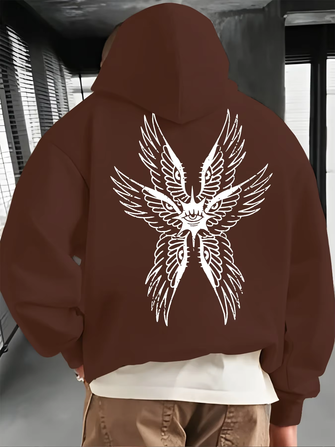 Sweat à capuche gothique pour homme avec motif d'ange à six ailes - Sweat à capuche gothique créatif