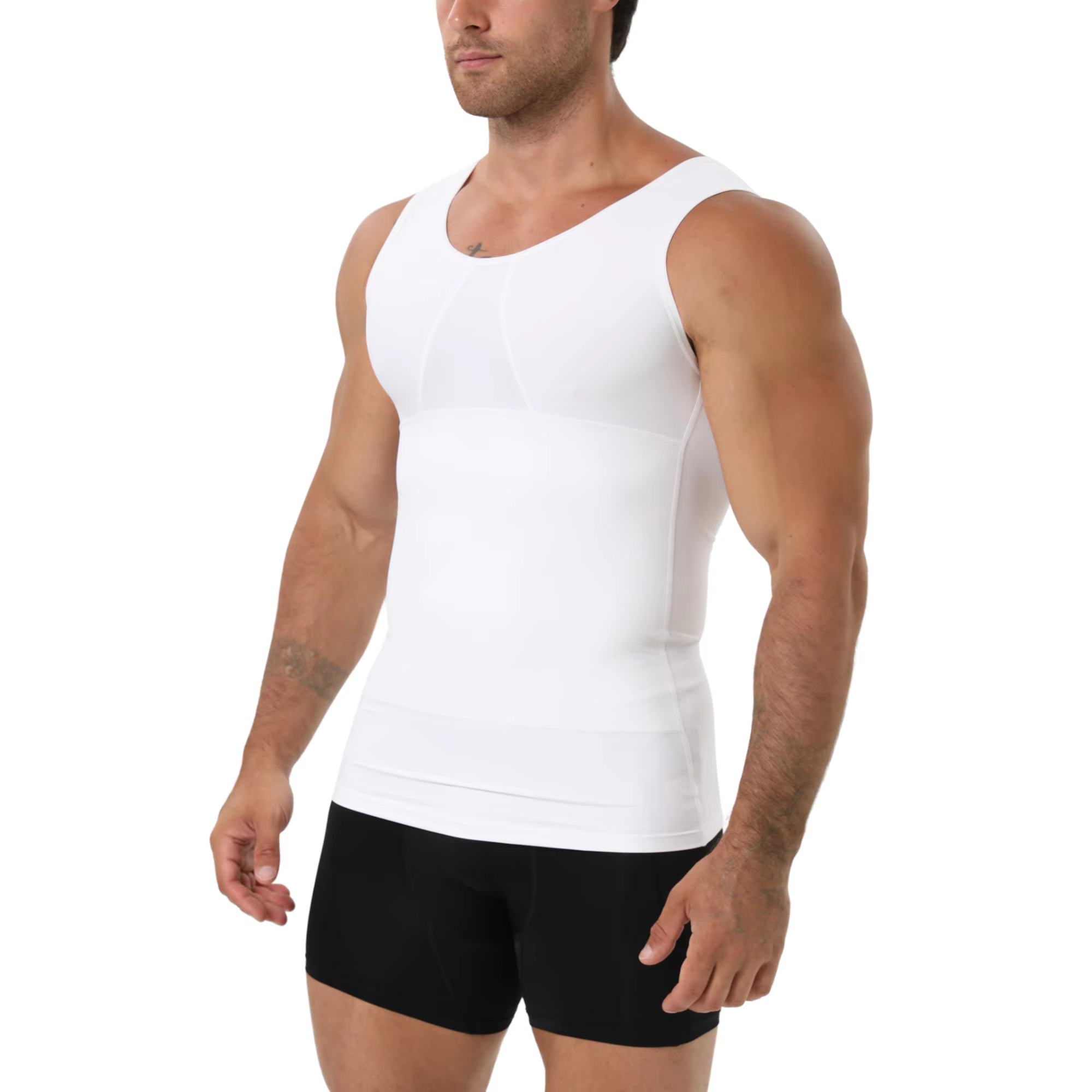 Débardeur de compression pour homme en maille triangulaire respirante, gaine amincissante pour l'été