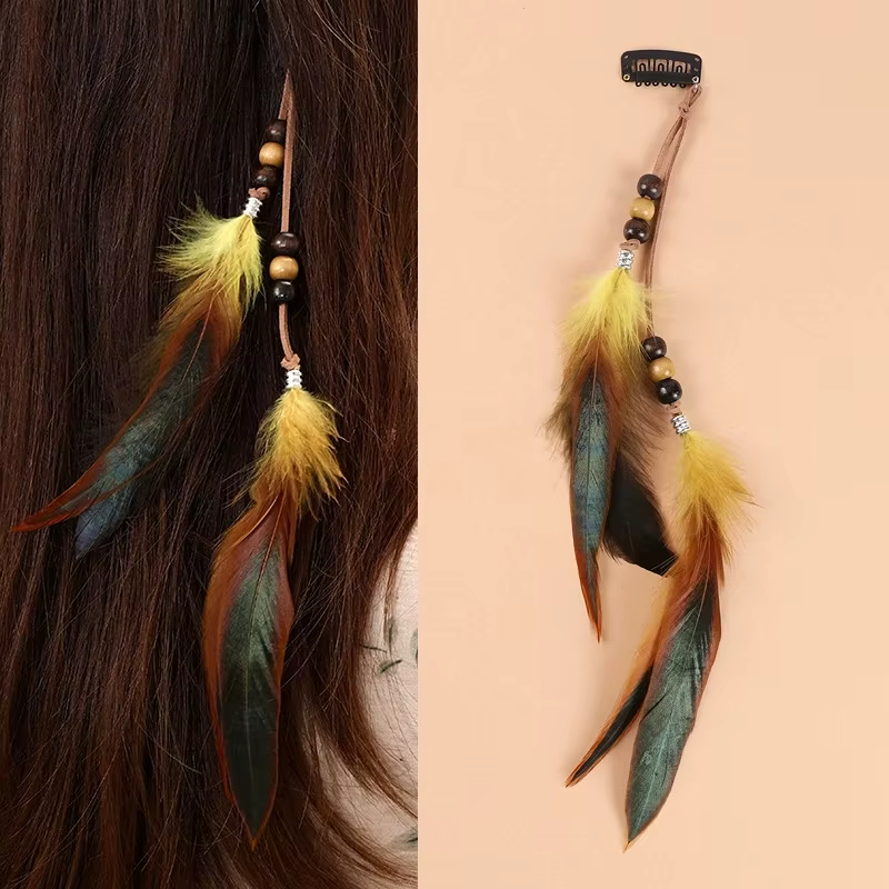 Bohème femmes bandeau Vintage Hippie plume coiffure casque pour dames filles indien ethnique bandeau