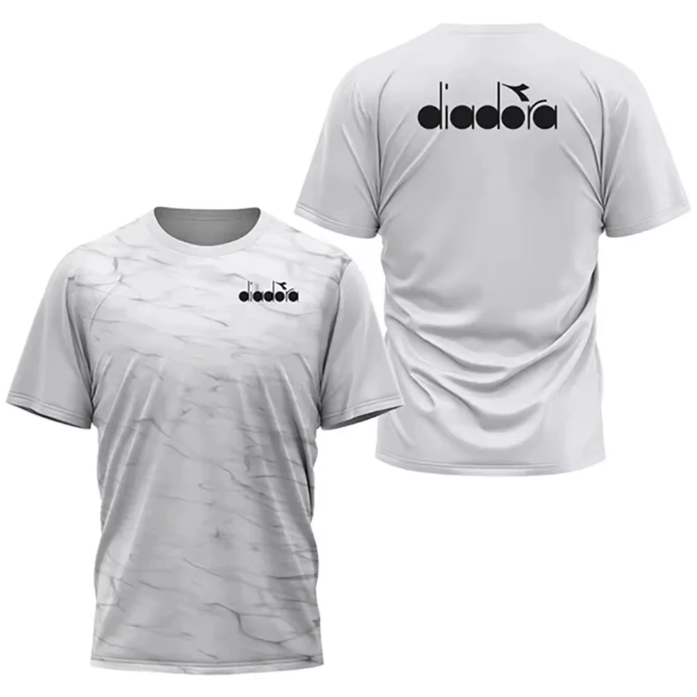 T-shirt à col rond et manches courtes Diadora, style sportif décontracté, imprimé simple, confortabl