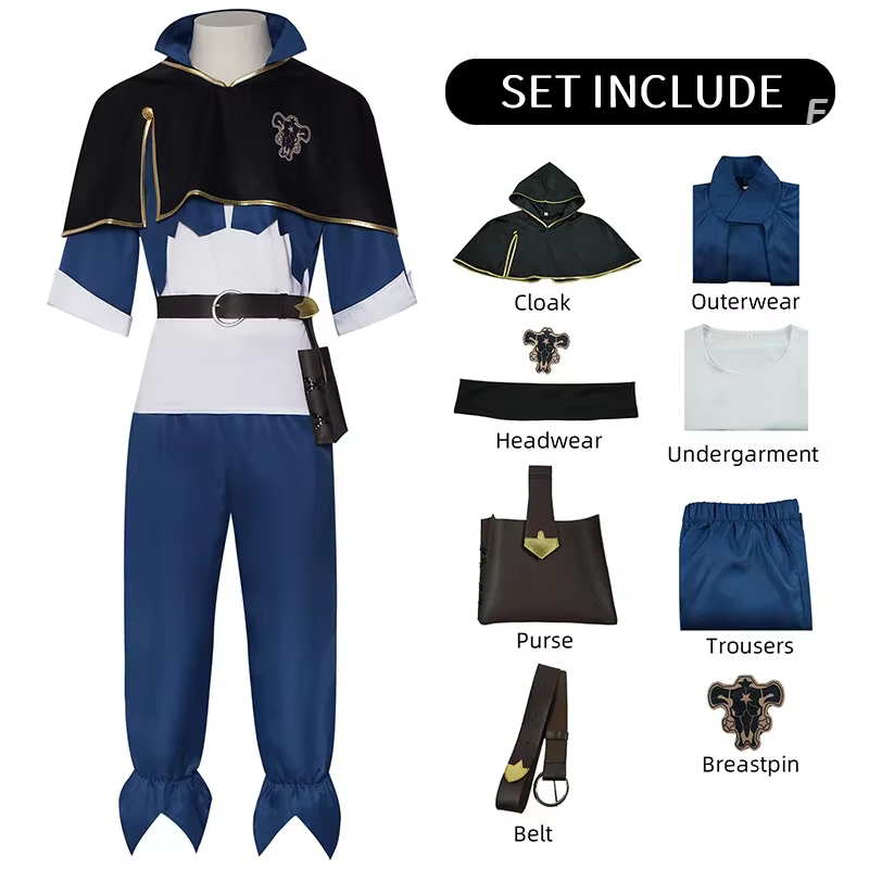 Costume de Cosplay trèfle noir Asta, uniforme de carnaval pour adultes, Costumes de fête d'halloween