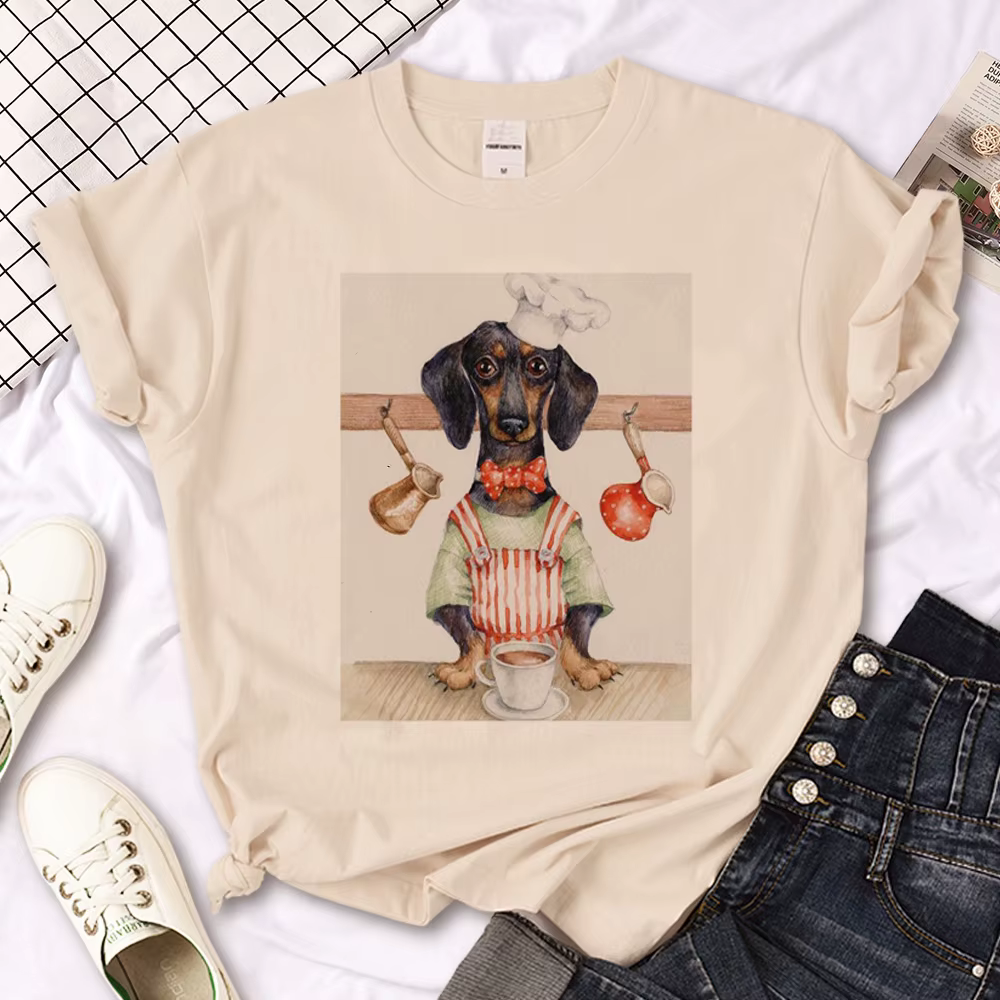 T-shirt Dachshund pour femmes, streetwear, humoristique, de styliste