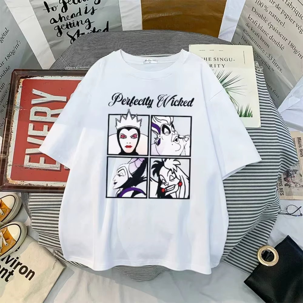 T-shirt imprimé pour femmes, style Bad Girl Have More Fun, personnages de dessins animés Disney, Har