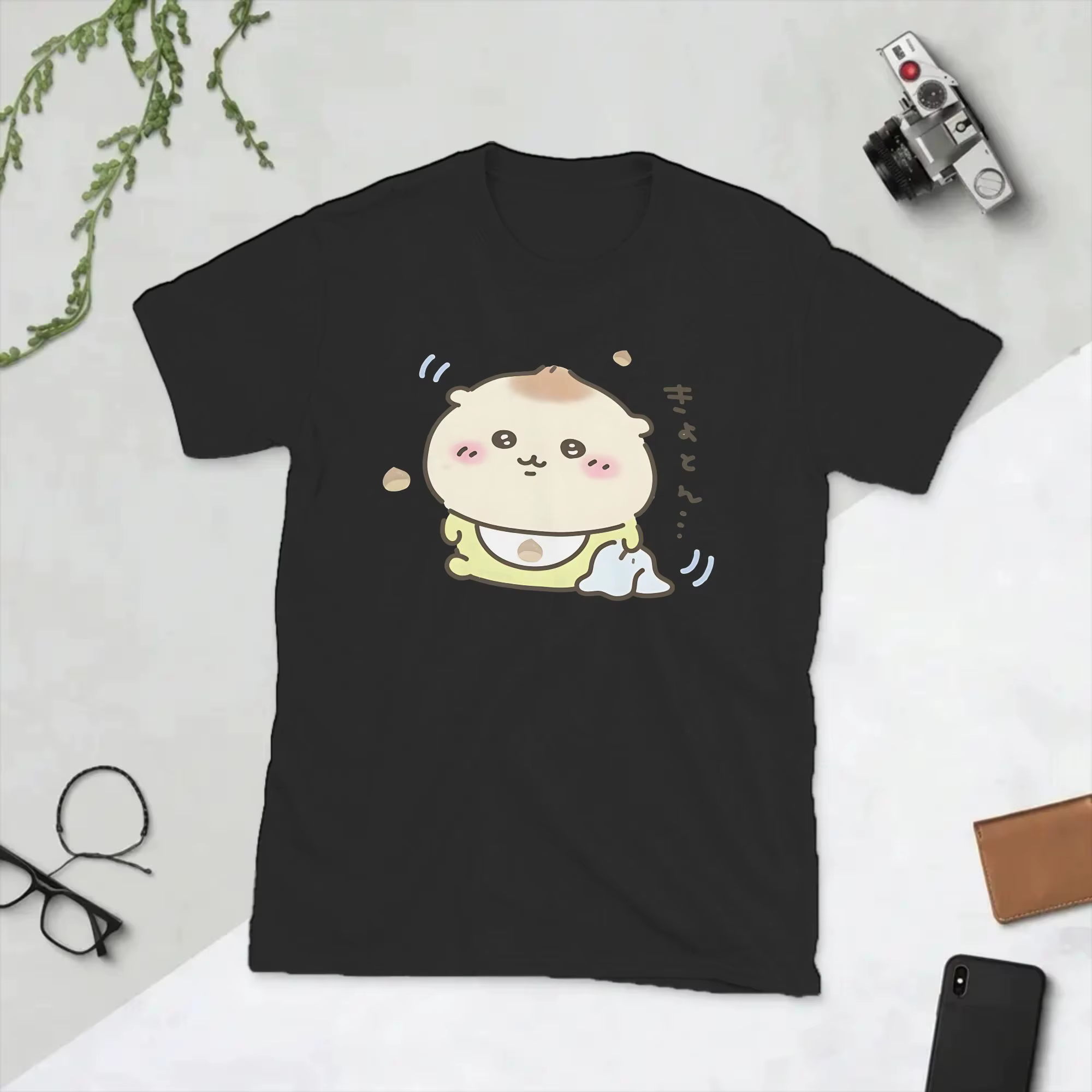Chiikawas Kurimanju T-shirts pour hommes, t-shirts amusants à manches courtes, col rond, en pur coto