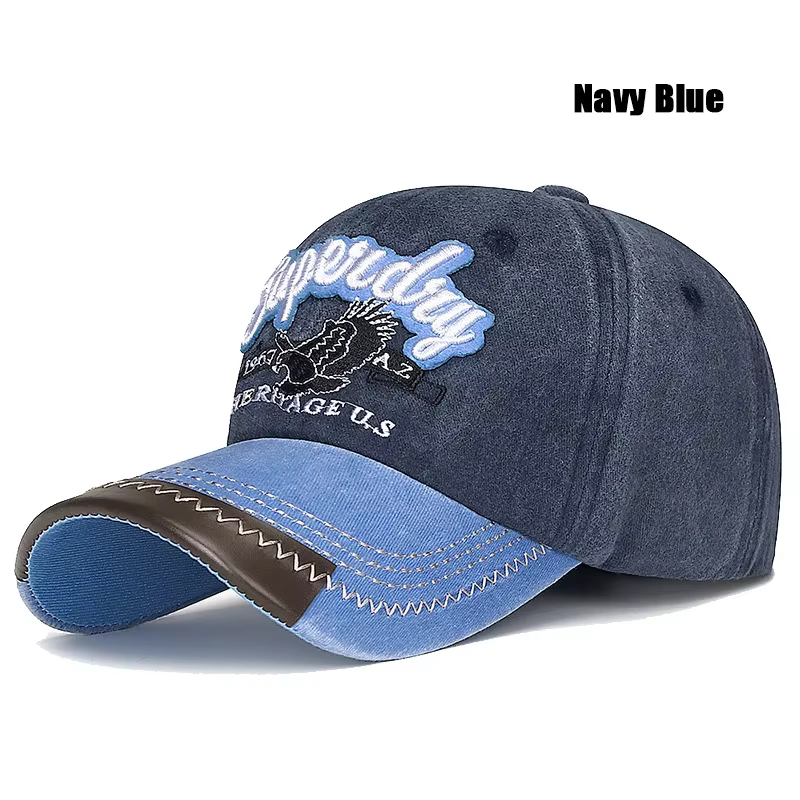 Casquette de Baseball Unisexe en Coton Délavé Brodé, Chapeau de Soleil, Rétro Américain, à la Mode, 