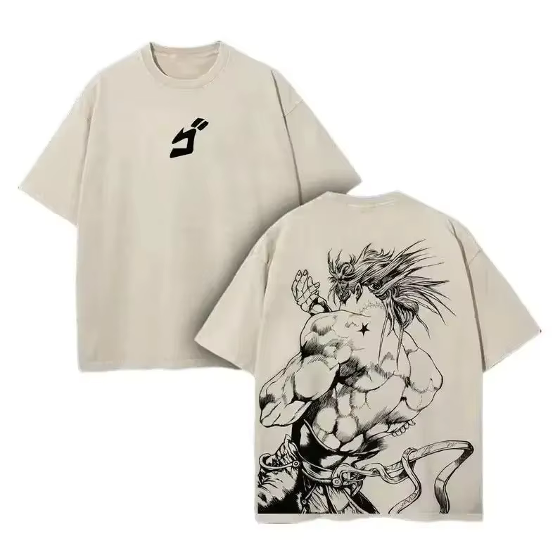 Nouveau T-shirt Homme 2026 en Coton Lavé, Motif Anime JoJo's Bizarre Adventure Dio, Style Rétro Mang