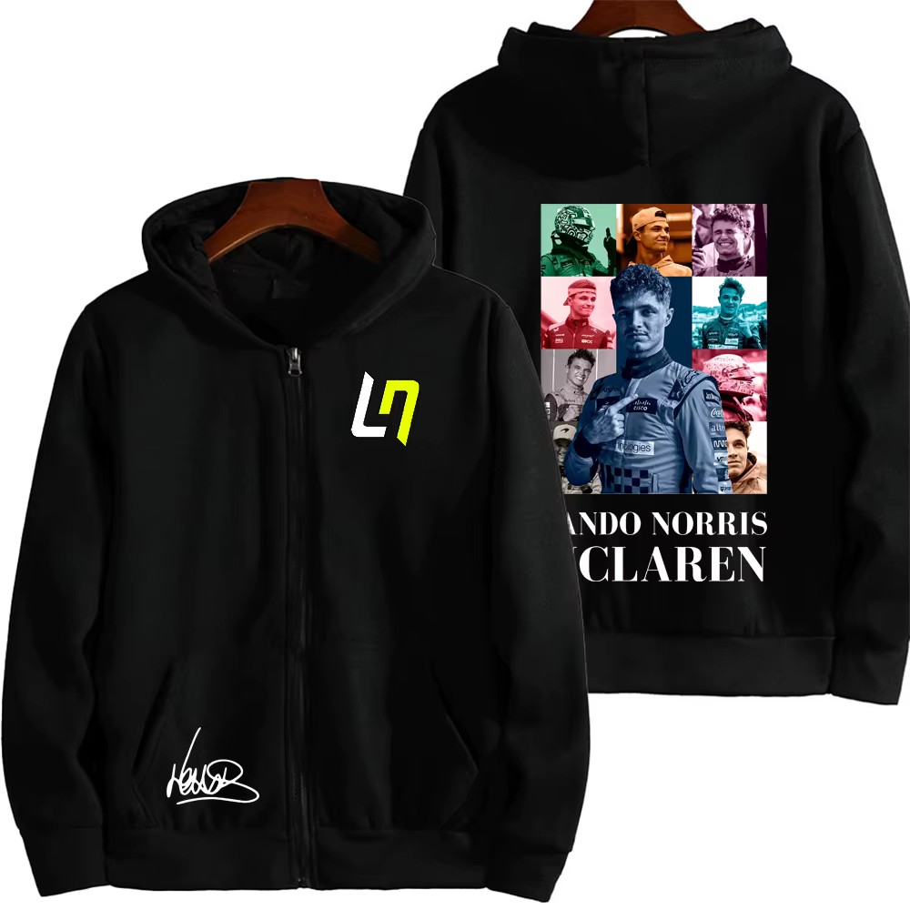 Lando Norris 4 Logo équipe de course hommes sweat à capuche avec fermeture éclair printemps automne 