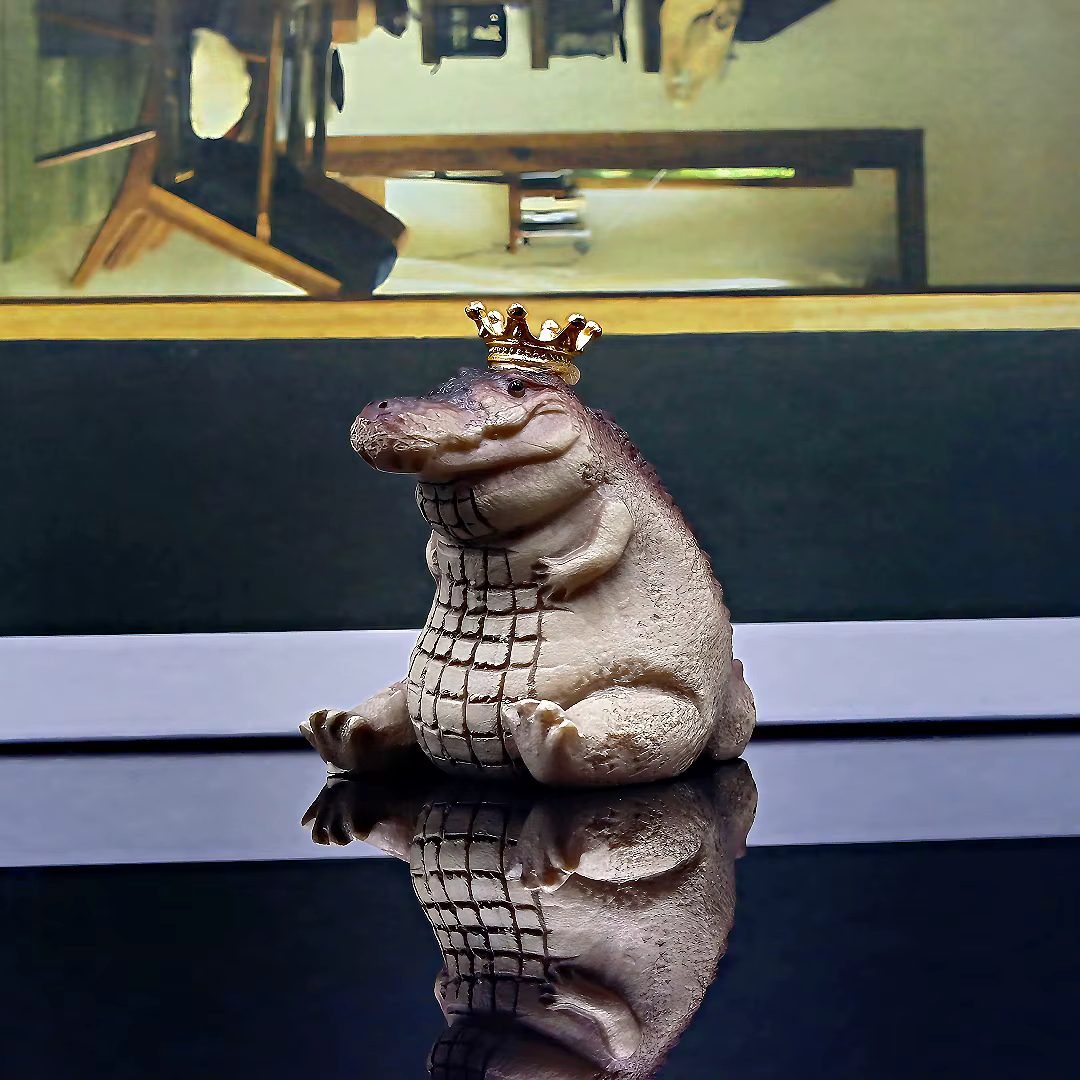 Figurine de Crocodile potelée avec couronne dorée, décor Animal en résine mignon pour la maison, le 