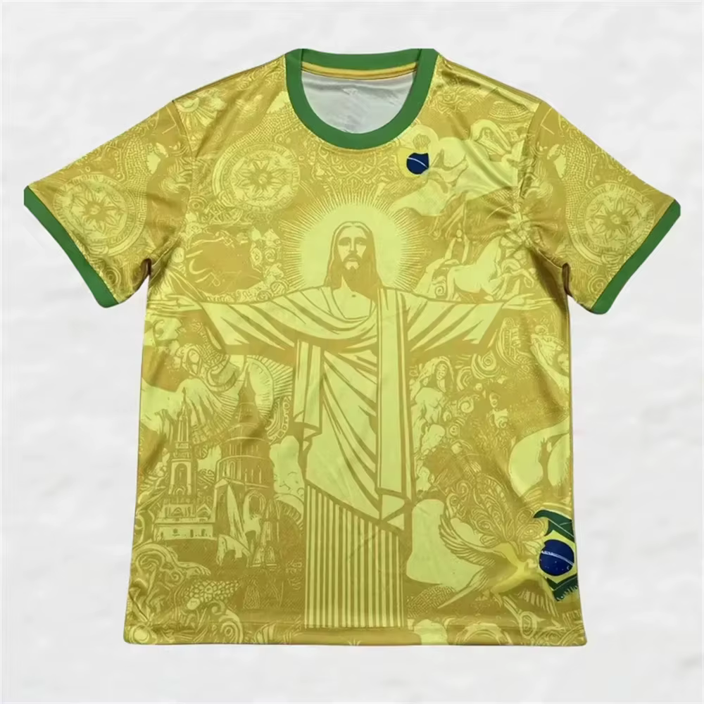T-shirt de Football pour adultes/enfants, édition spéciale brésilienne, jésus noir gris, T-shirt d'e