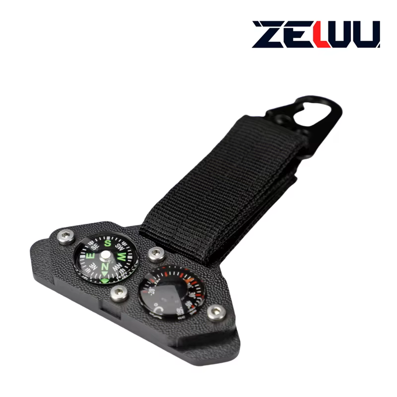 Boussole thermomètre pendentif fonctionnel breloque porte-clés sac à dos accessoires EDC tactique vo