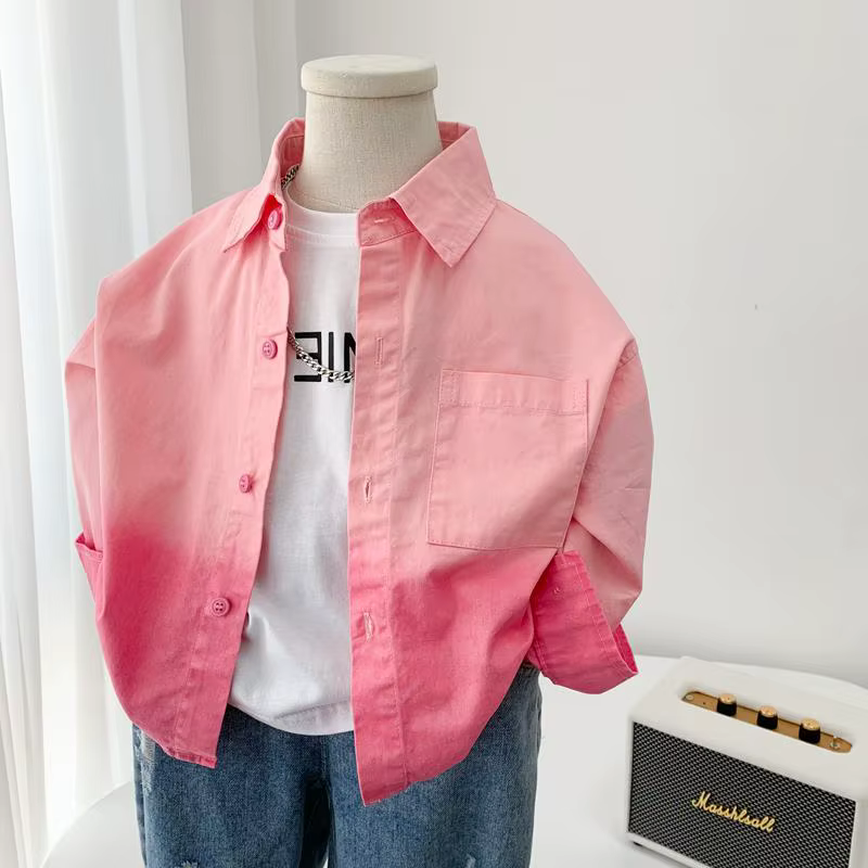 Chemise rose pour garçons, manteau coréen à manches longues pour enfants, à la mode, nouvelle collec