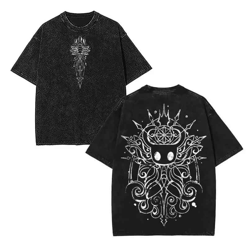 T-shirt de jeu Hollow Knight double face, T-shirt Hornet, T-shirt délavé « Never Give Up Hope », str