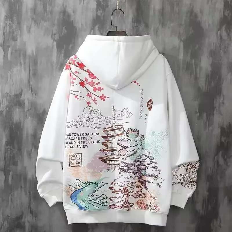 Sweats à capuche brodés en PVD pour hommes, vêtements punk, noir, blanc, mode Harajuku, survêtement 