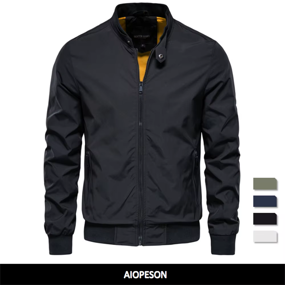 AIOPESON couleur unie veste de Baseball hommes décontracté col montant Bomber hommes vestes automne