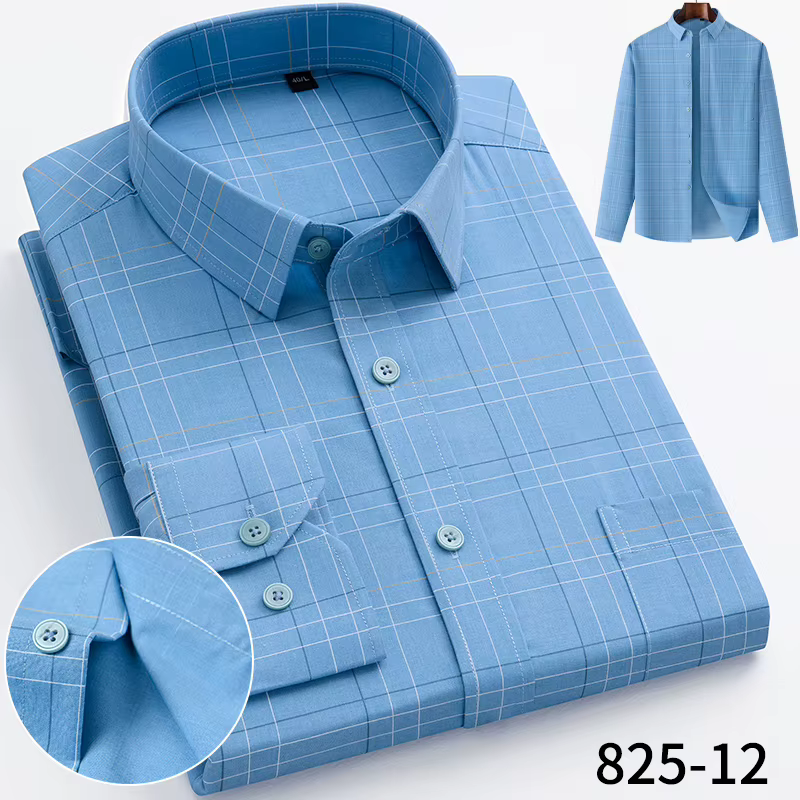 Nouveau Anti-rides hommes chemises à manches longues chemise pour coupe ajustée Camisa Social affair