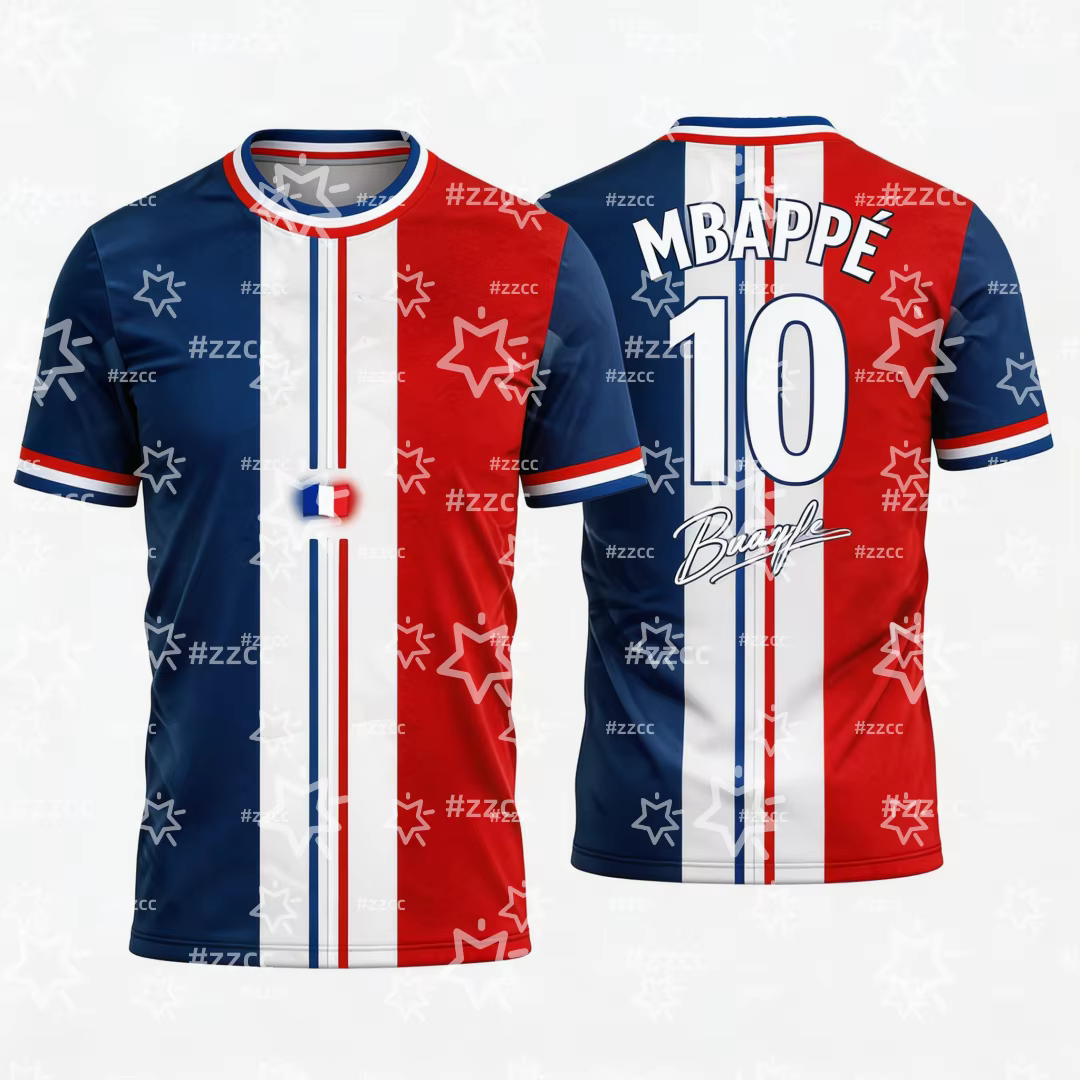 Maillot de football de l'équipe de France Mbappé 2026 – Tenue de match et d'entraînement – T-shirt s