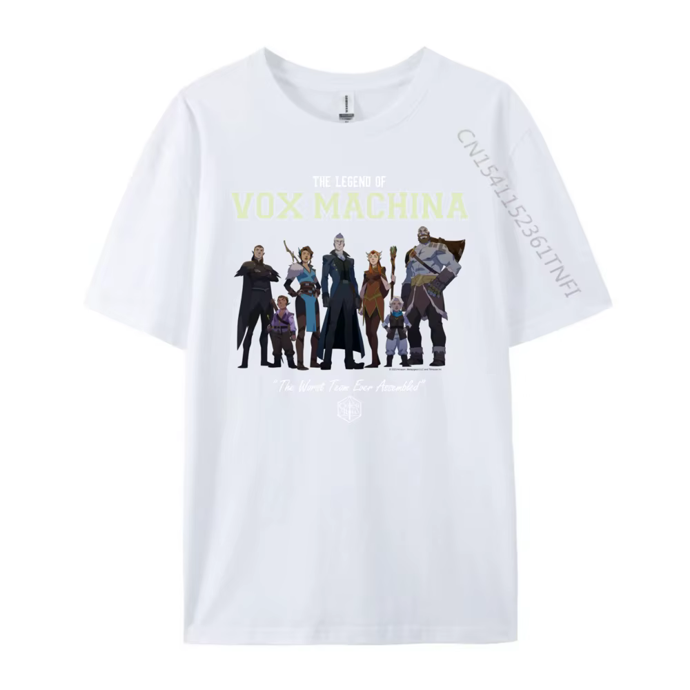 La légende du groupe Vox Machina avec t-shirts graphiques Varsity XS, vêtements pour hommes