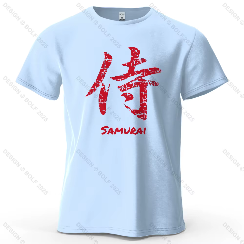 T-Shirt homme imprimé personnage samouraï 100% coton surdimensionné classique esthétique asiatique t