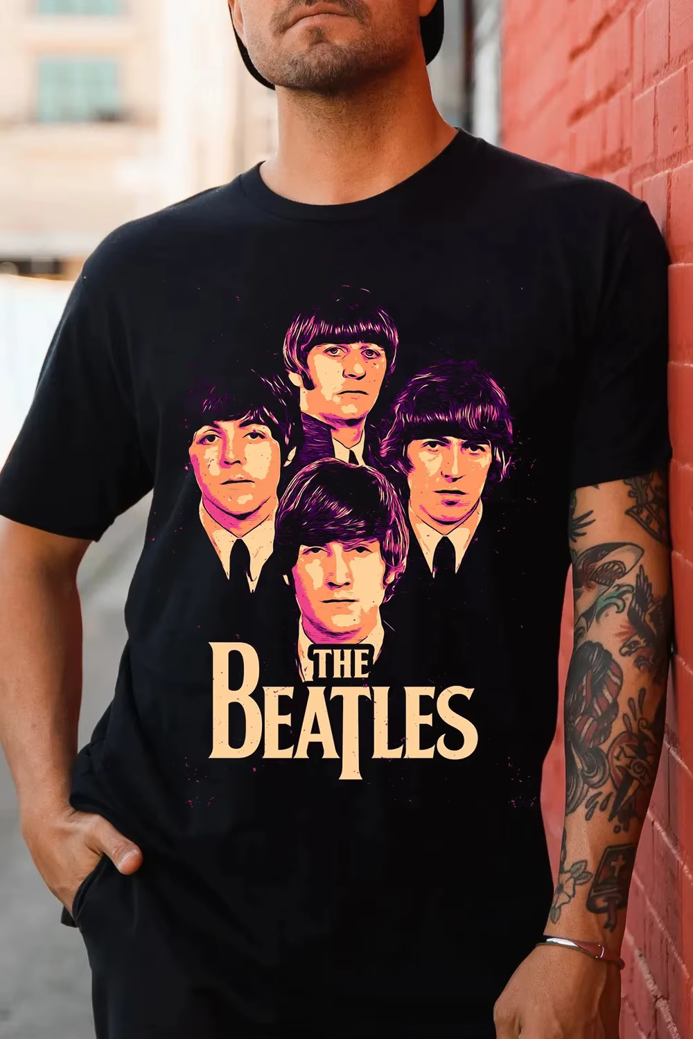 T-shirt The Beatles pour hommes et femmes, en coton, décontracté, à manches courtes, col rond, coupe