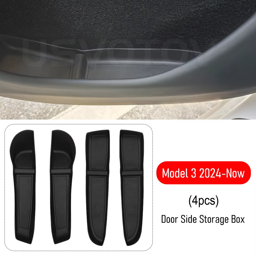 Boîte de rangement latérale de porte et poubelle pour Tesla Model 3 Y Juniper 2025 2026, accessoires
