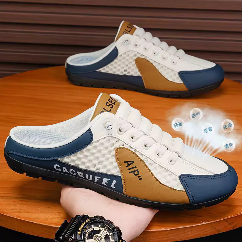 Hommes demi pantoufles pour hommes classique été chaussures décontractées respirantes semelle souple