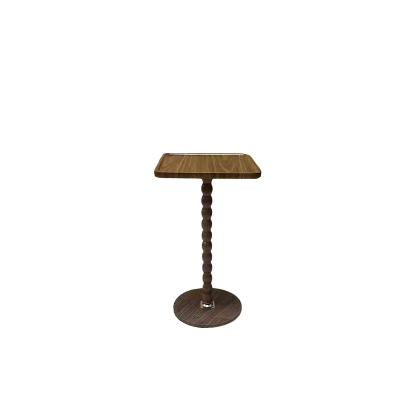 Table d'appoint carrée marron, table d'appoint moderne étroite avec support de base, idéale pour les