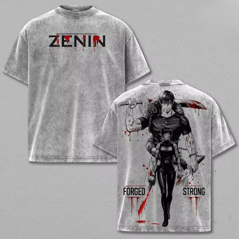 T-shirt imprimé Anime Jujutsu Kaisen Fushiguro Toji Zenin Maki pour hommes et femmes, vêtements en c