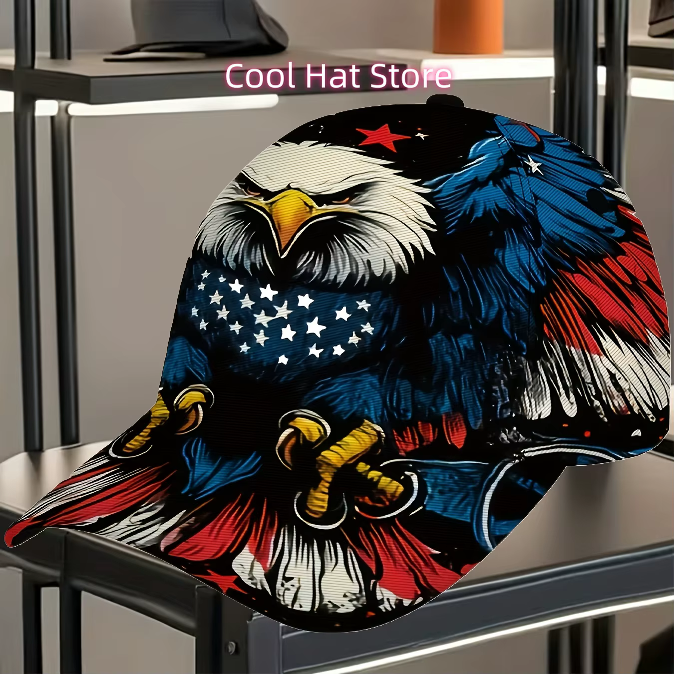 Casquette de baseball imprimée d'un drapeau américain et d'un aigle, chapeau à motif patriotique, ca