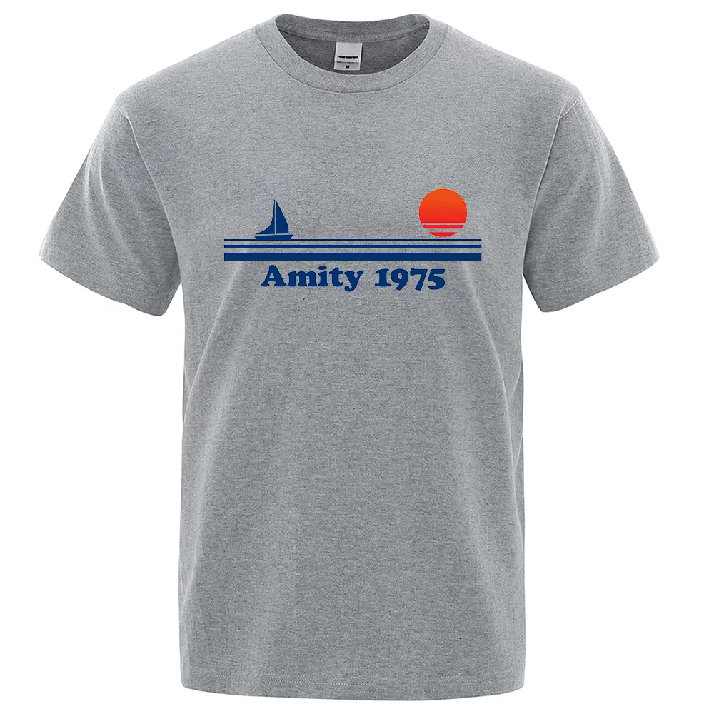 Amity 1975-Mâchoires rétro impression t-shirt hommes créativité Sweat vêtements mode t-shirt vêtemen