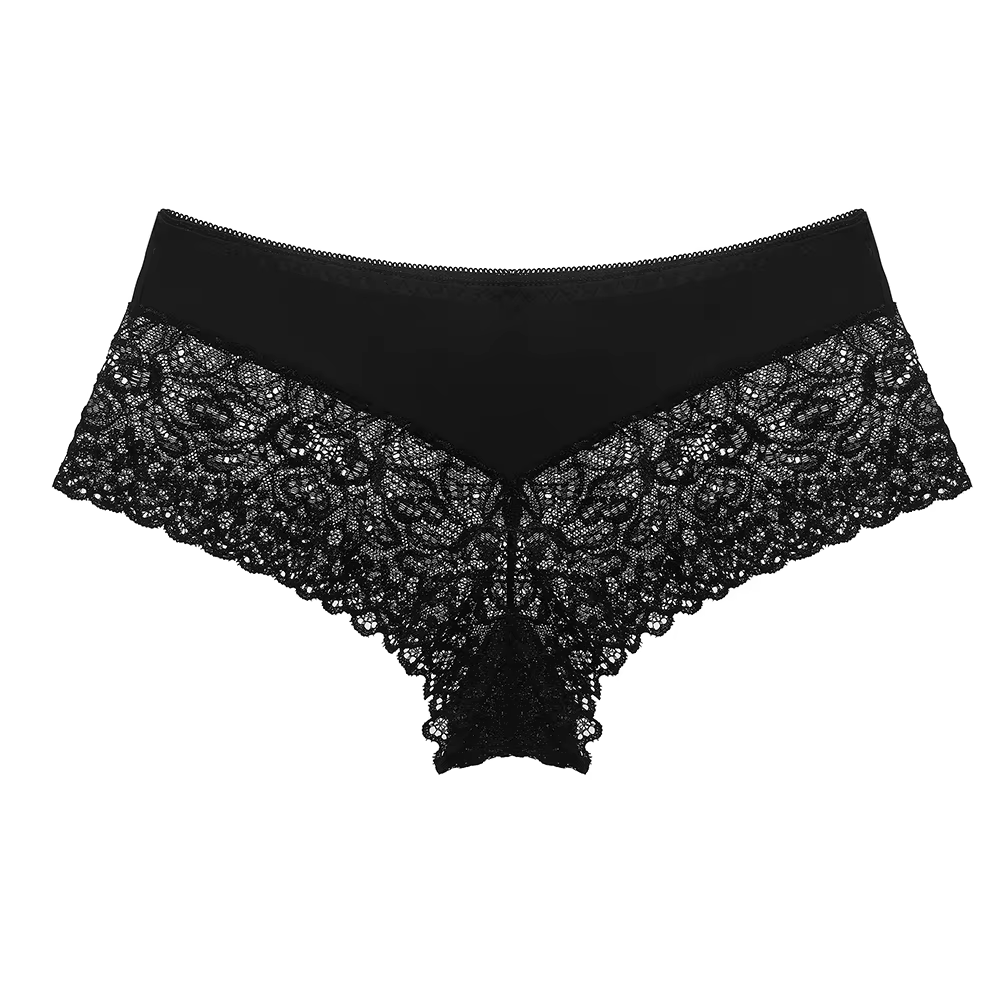 Culotte en Dentelle Transparente pour Femme, Sous-Vêtement Romantique, Sans Couture, Couleur Unie, T