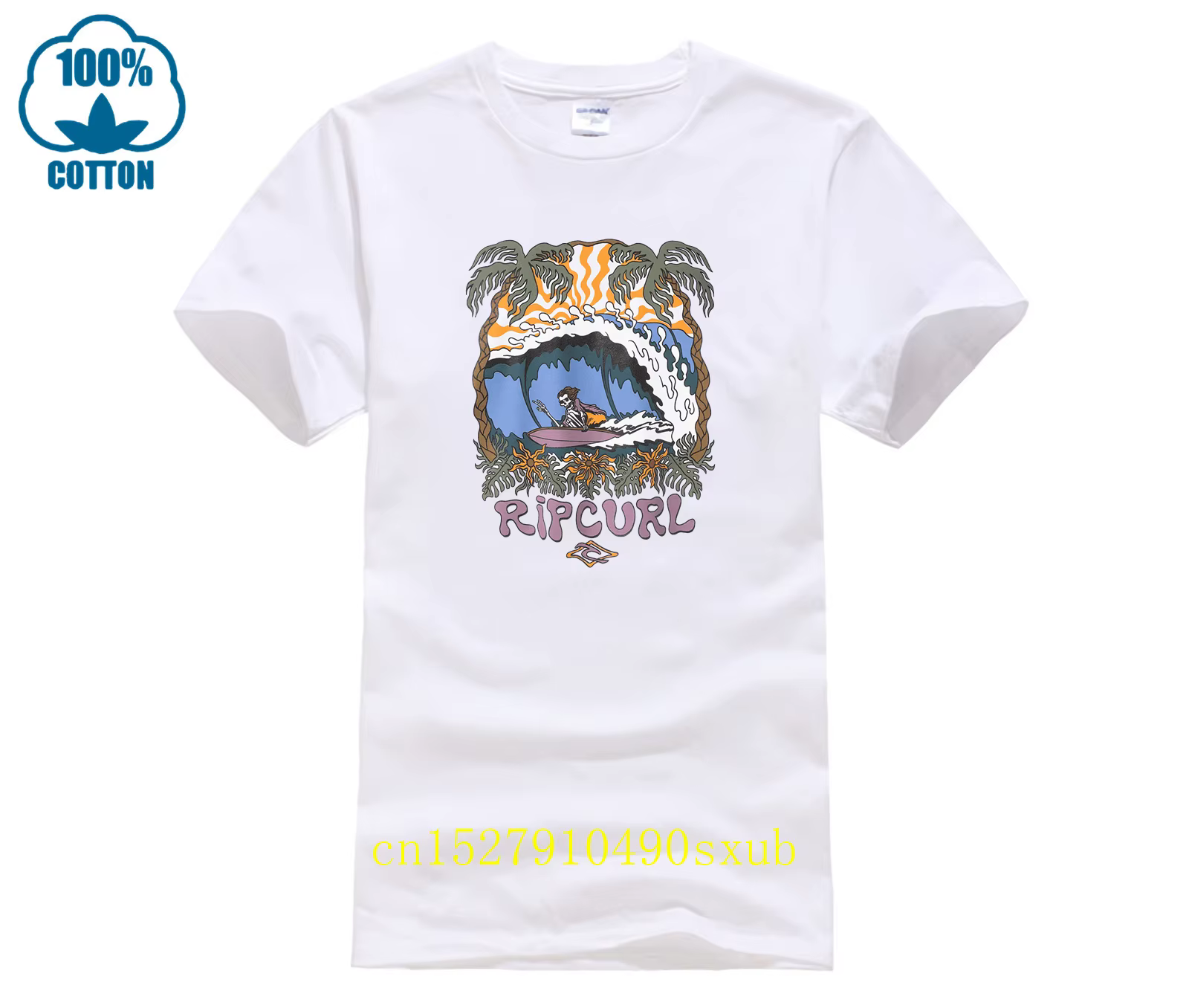 Rip chemise curl hommes 100% coton à manches courtes t-shirts offre spéciale décontracté col rond am