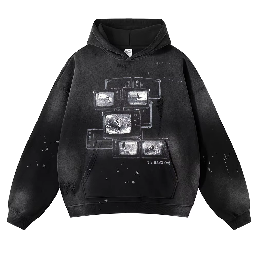 Sweat à capuche surdimensionné Hip Hop pour hommes, vêtements de rue Sportedly, motif DTG, sweat à c