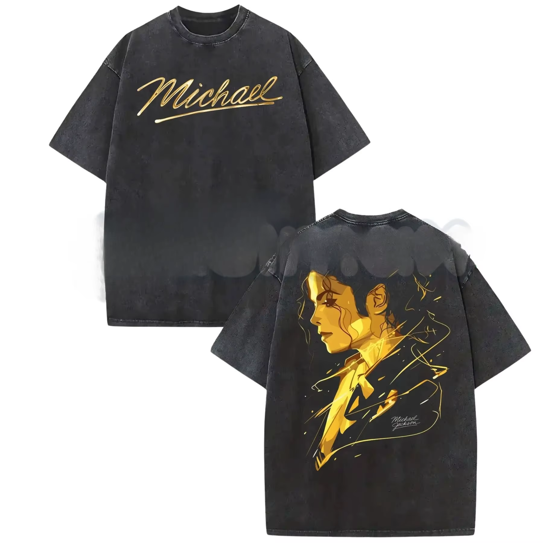 T-shirt Michael Jackson délavé, vêtements de caractère, nouveau modèle, respirant, pour toute l'anné