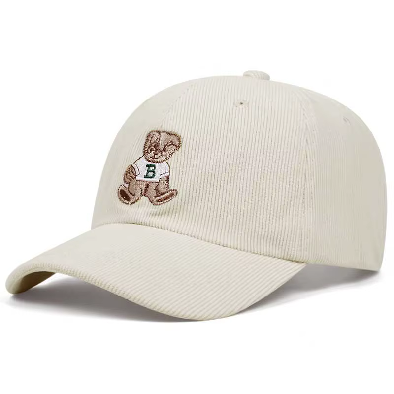 Casquette d'opérabilité en velours côtelé ours mignon pour hommes et femmes, chapeaux chauds décontr