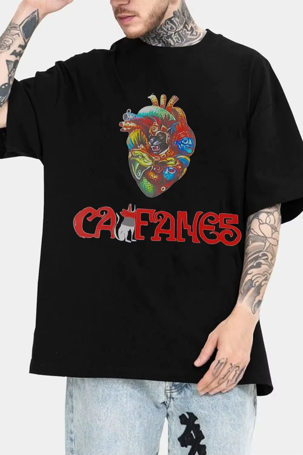T-shirt graphique du groupe de rock latin mexicain Caifanes pour hommes et femmes, en coton, décontr