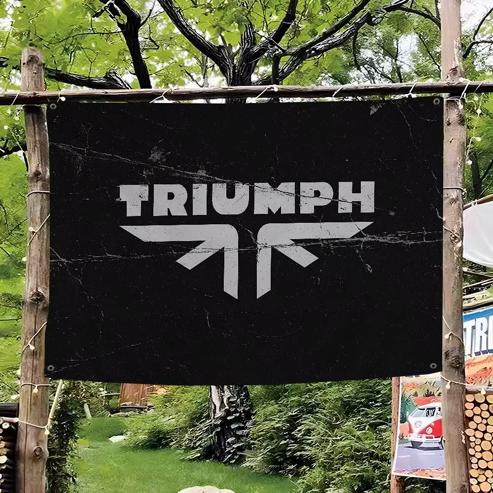 Drapeau de dessin animé avec logo T-Triumphs, bannière murale suspendue, décoration pour la maison