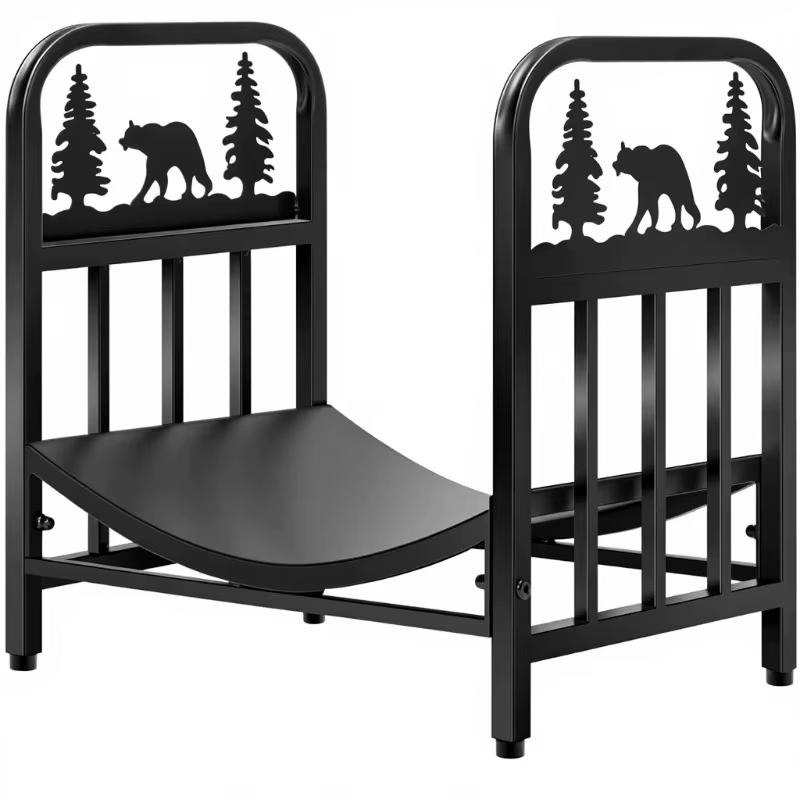 Ensemble d'accessoires Junsu pour foyer, support à bois décoratif rectangulaire en fer forgé pour in
