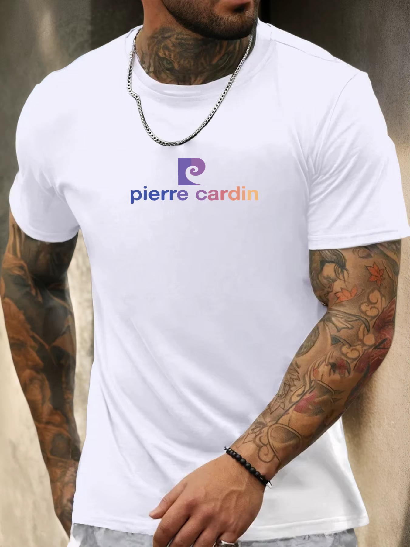 T-shirt à manches courtes pierre cardin chemise imprimée à motif 100 % coton pour hommes été col ron