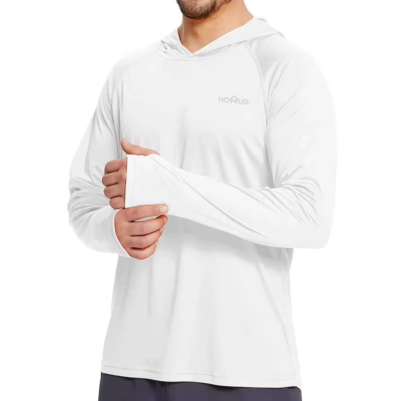 Protection solaire T-Shirt à capuche pour hommes UPF50 + Protection solaire T-Shirt à manches longue