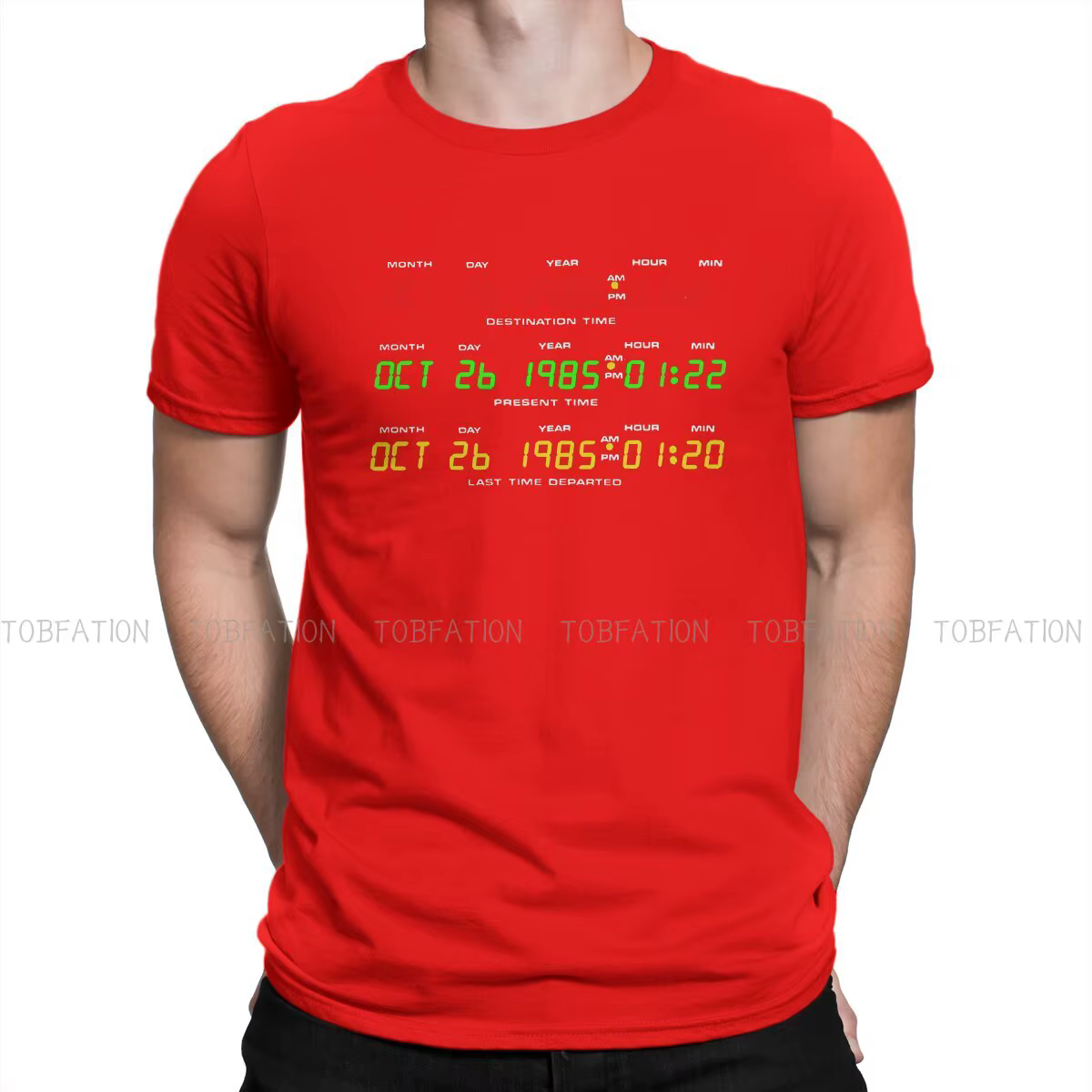 T-shirt à col rond en coton pour hommes, film Retour vers le futur, Essential Time Circuits, Graphic