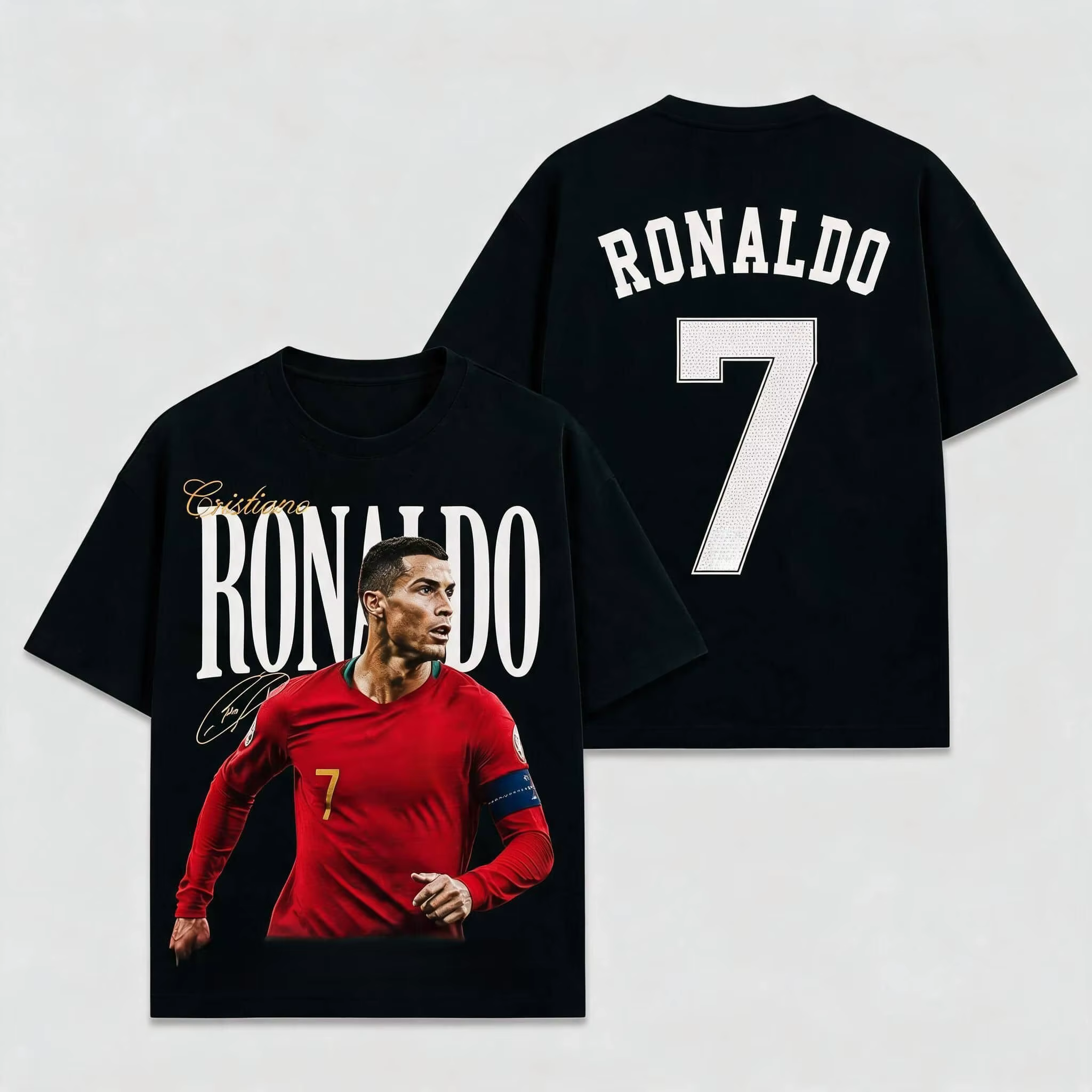 T-shirt Cristiano Ronaldo Portugal NO.7 pour hommes et femmes, vêtements d'été 100% coton, haut à ma