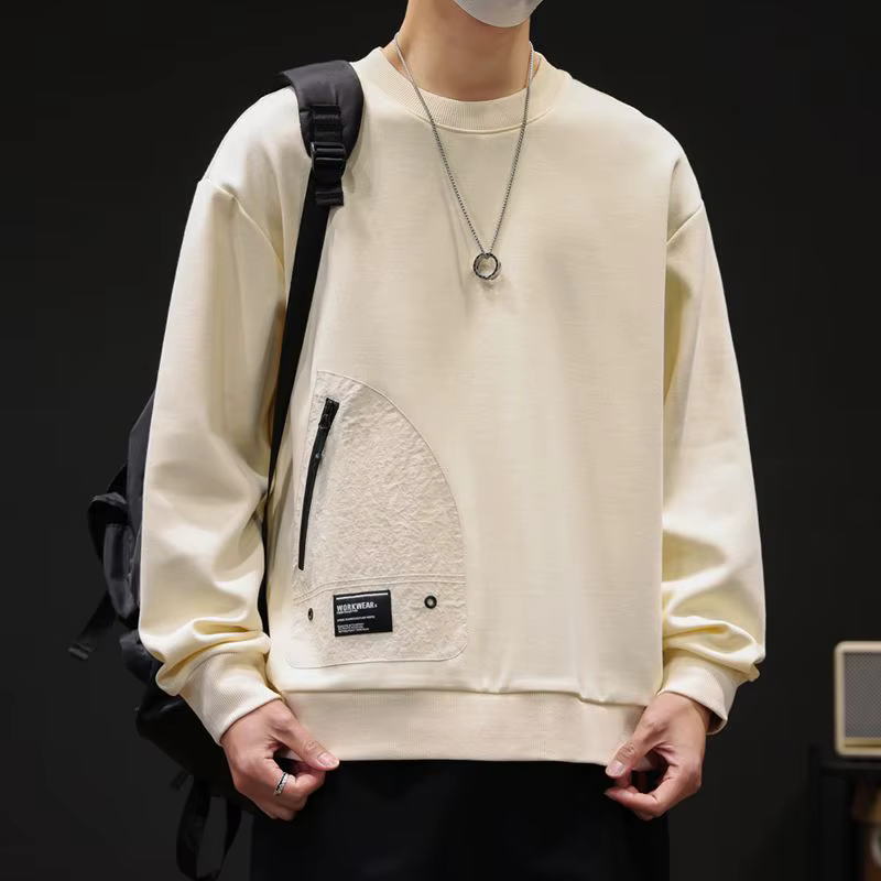Sweat-shirt à manches longues et col rond pour homme, haut ample et décontracté, imprimé, printemps 